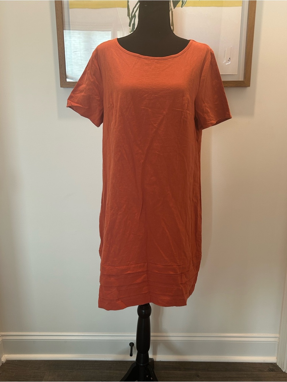 Emery Rose Rust Orange Cotton Tunic Top Dress L Layered Hem